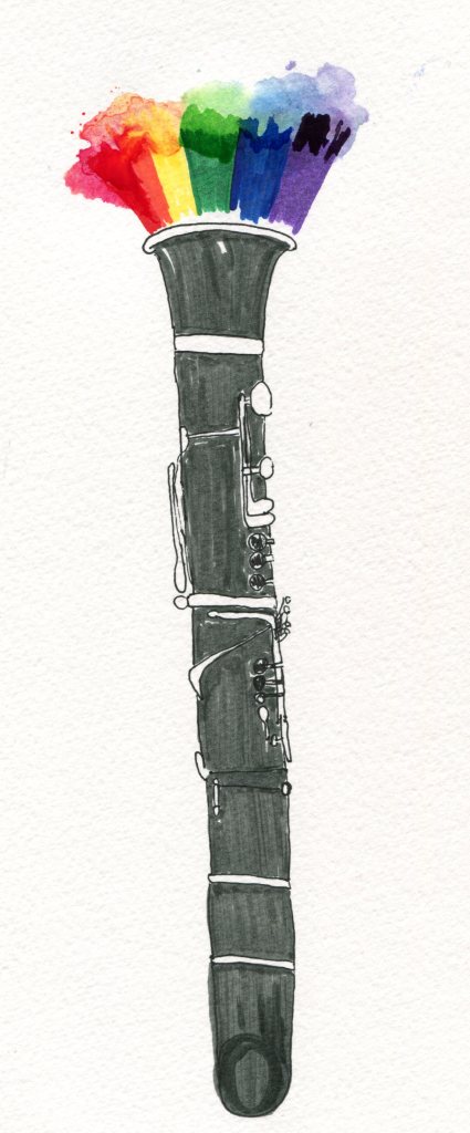 clarinet with rainbow