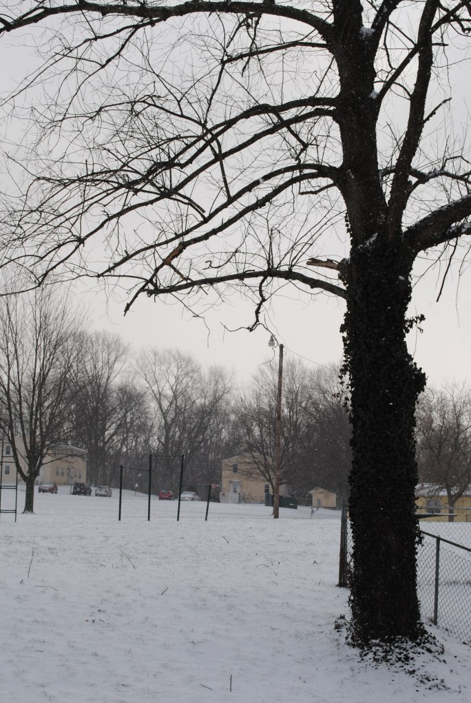 snow covered playground